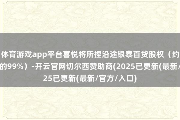 体育游戏app平台喜悦将所捏沿途银泰百货股权(约占银泰股权的99%)-开云官网切尔西赞助商(2025已更新(最新/官方/入口)